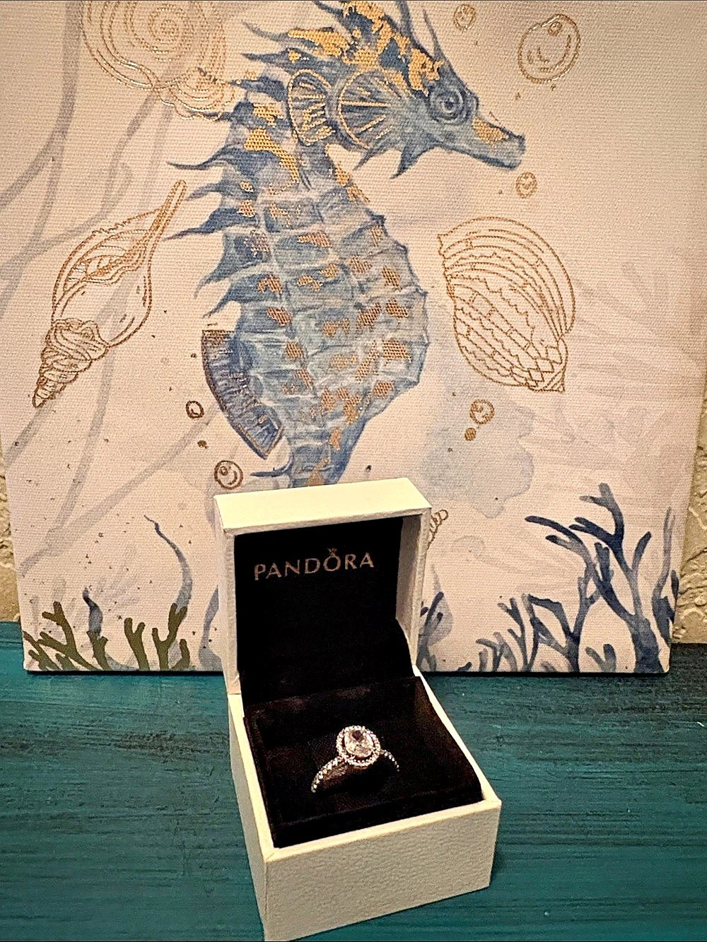 PANDORA Oval Sparkling Halo Statement Ring Silver & Clear